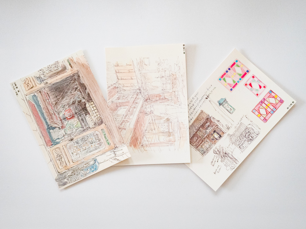 御舟宿いろは:店内 1階 宮崎駿デザイン画絵はがき