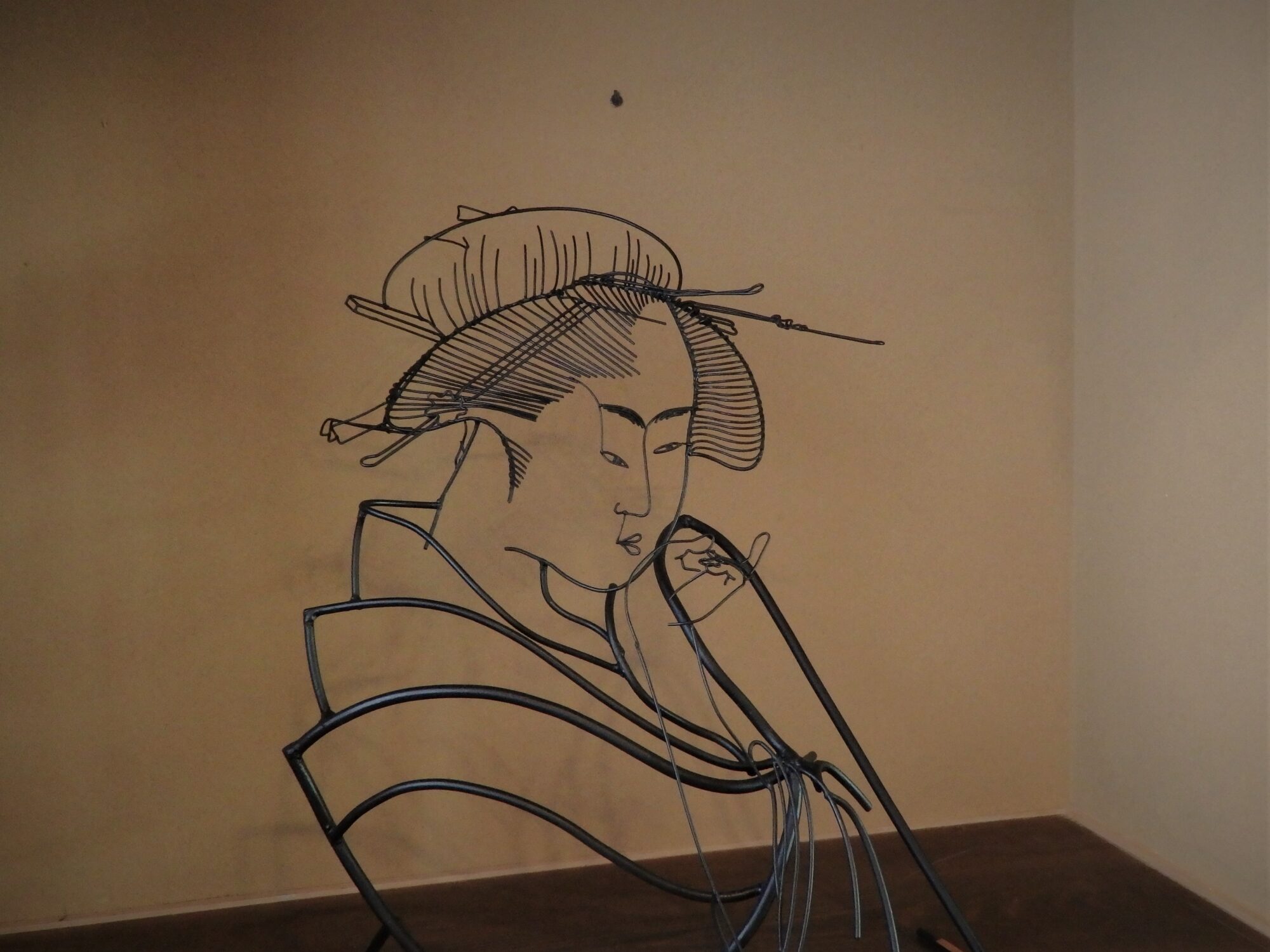徳持氏の鉄筋彫刻(浮世絵)